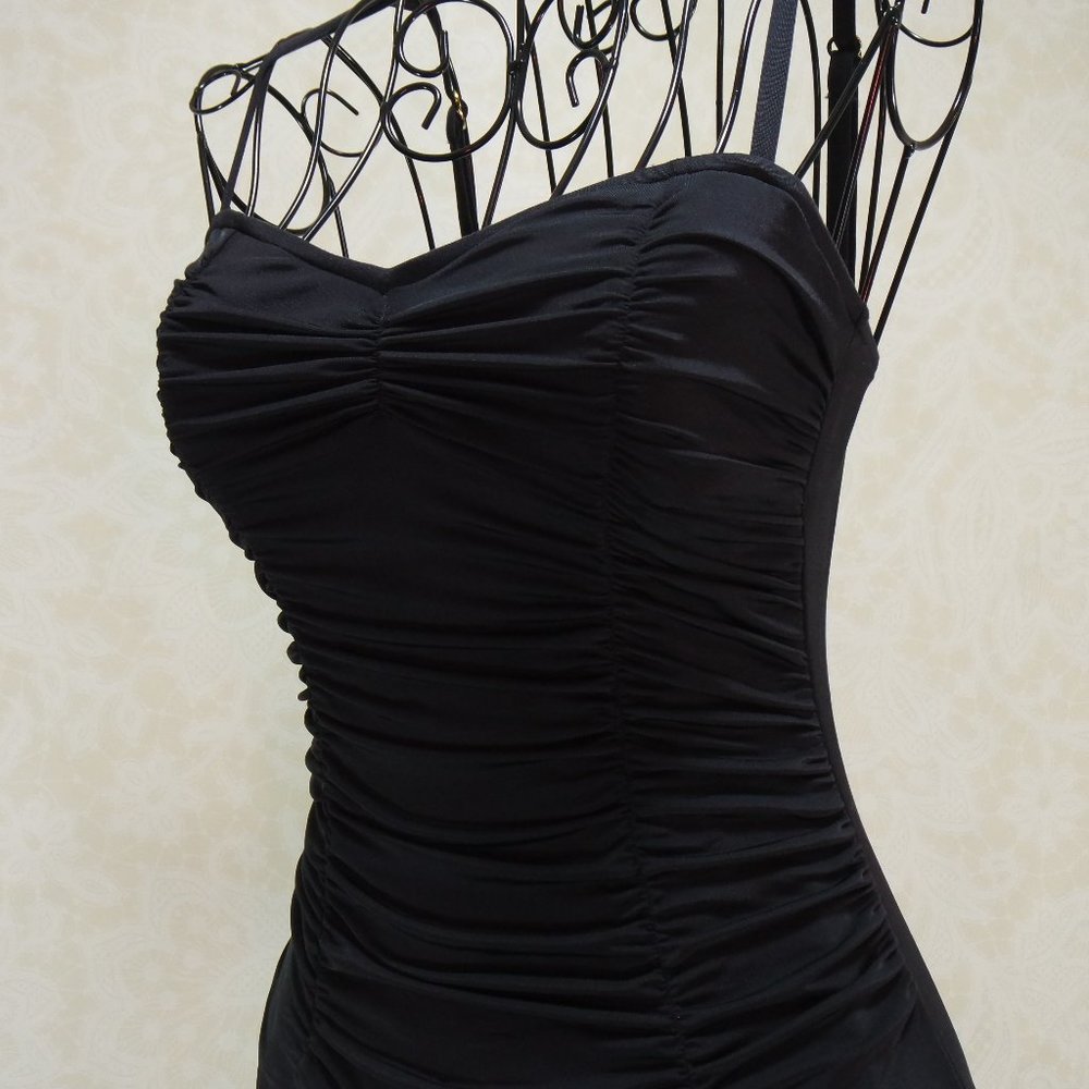 ALLEN B Black Front Rouched One Piece Swim Suit